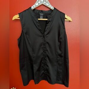 Bob Mackie Black Satin Sleeveless Blouse Size Medium